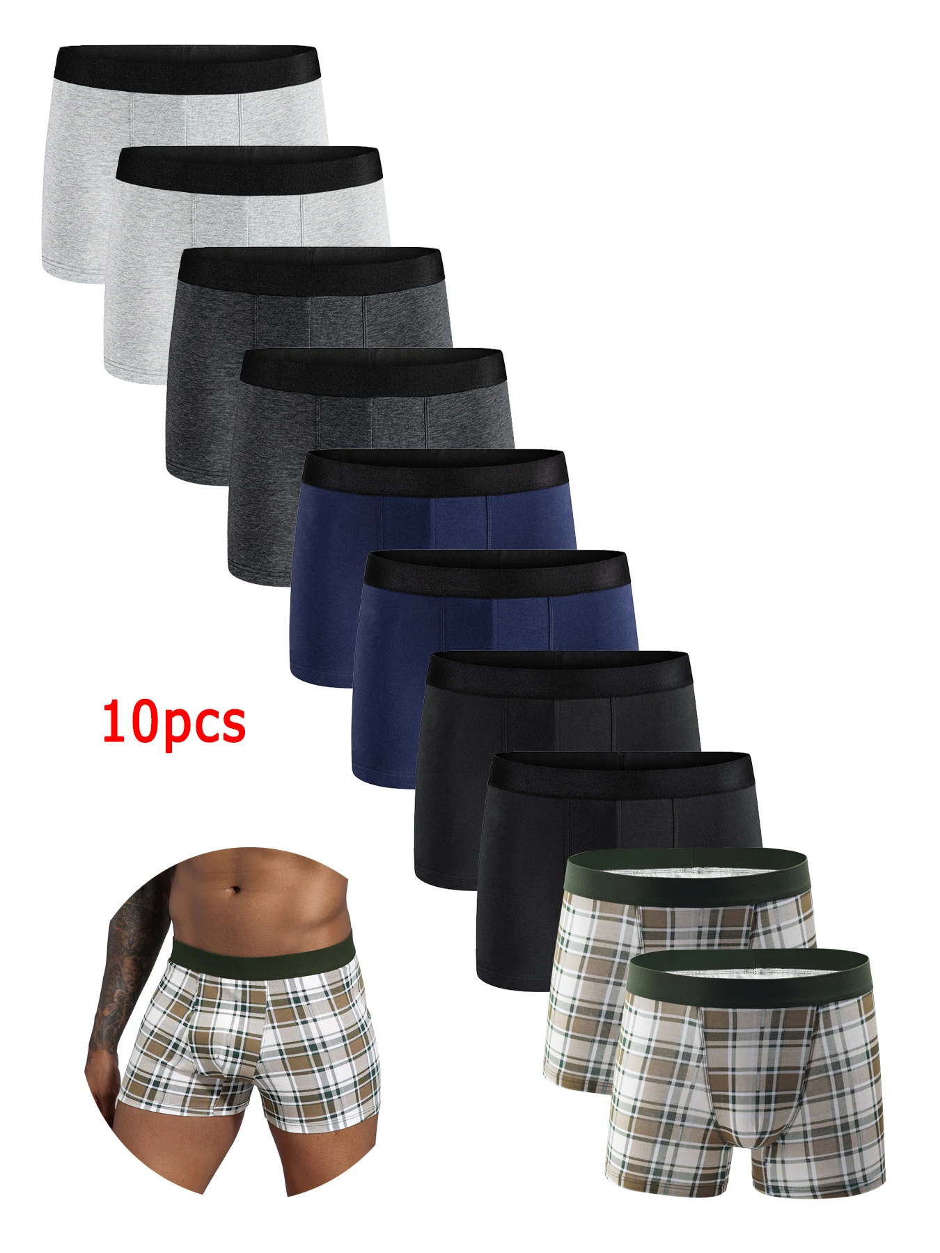 10pcs pack 2024 Boxer Shorts for Men Underwear Cotton Breathable Panties Male Underpants Sexy Homme Boxershorts Box Slips Calvin