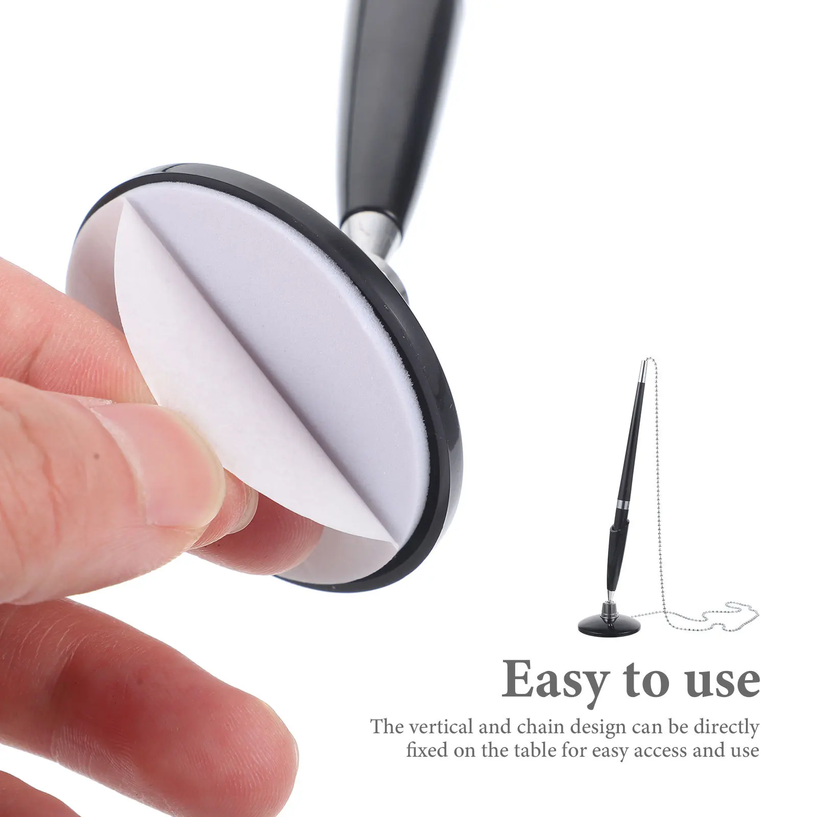 

2pcs Counter Professional Ballpoint Pen With Stand Vertical Table Fixed Writing Pen For Office Business Hotel Bank Use