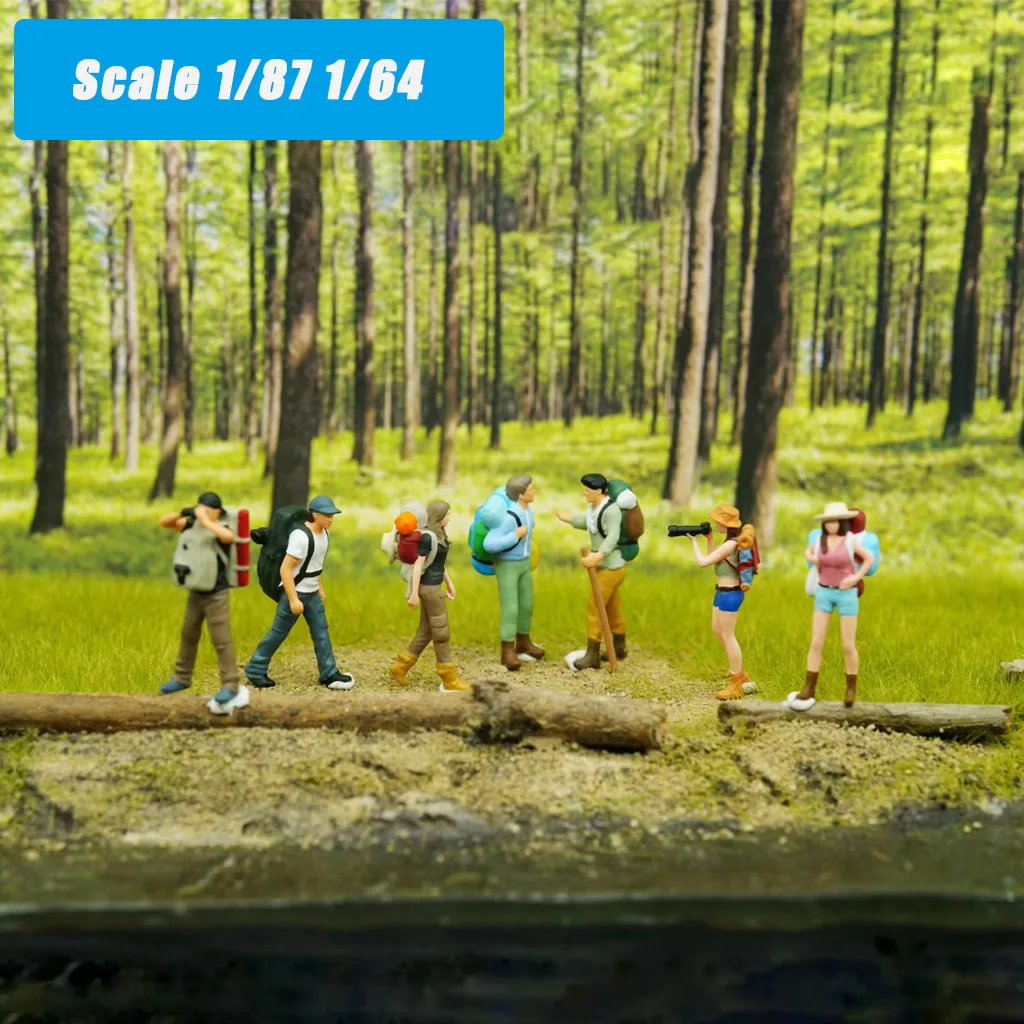 

1:64 1:87 HO Scale Miniature Outdoor Backpacker People Model Figures Set Toys Diy Sand Table Scene Materials Diorama Kit Gift