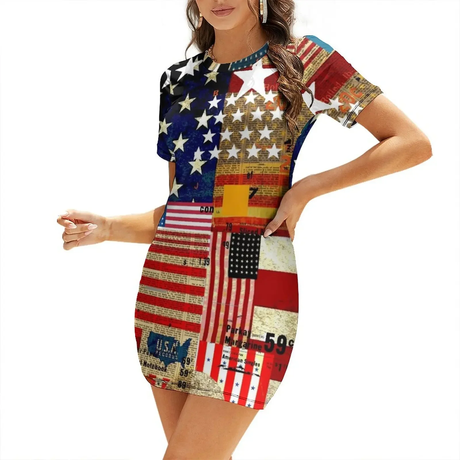 

AMERICAN FLAG Short-Sleeved Dress birthday dresses for women summer dress Clothing Dress for pregnant women