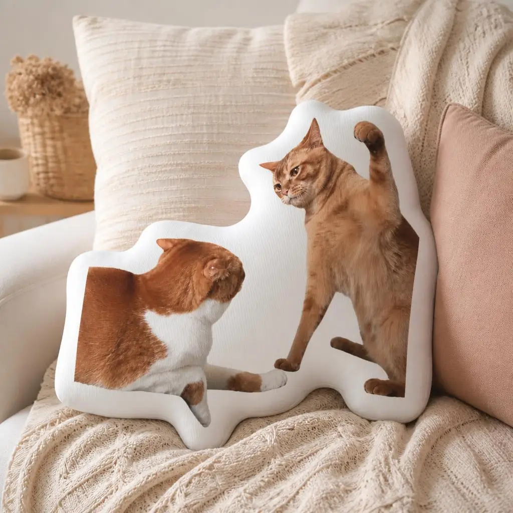 Slapping Rapid‑Fire Slap Cats Macarena Cat Fight Meme Plush Pillow Cushion Irregular Stuffed Throw Pillow Home Decor Gift Couch
