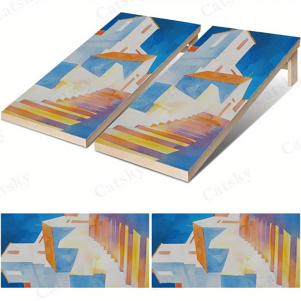 White Building Watercolor   Sandbag Board Sticker.This sandbag board sticker is made from high-quality materials, offering excel