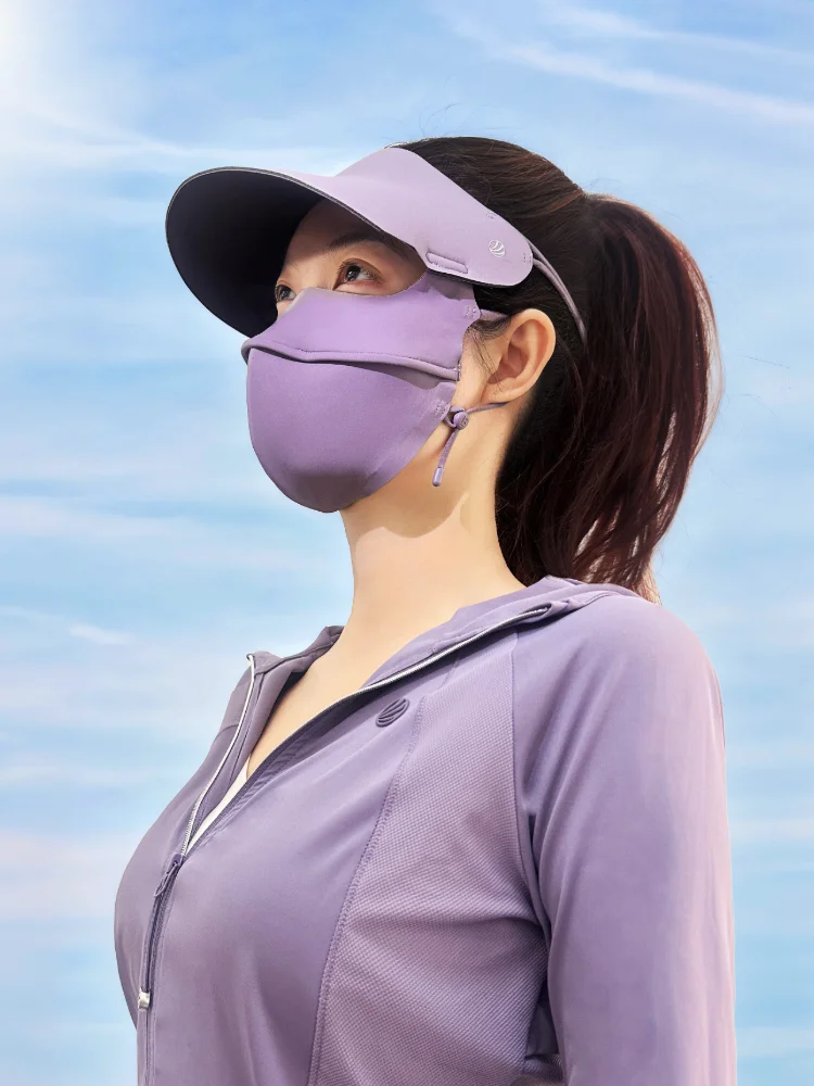 

BOSIDENG Seamless Detachable Sun Hat & Face Mask Set, T-Type Full Coverage UV Protection Adjustable Strap Lightweight Breathable