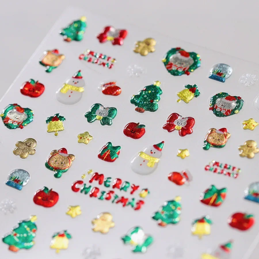 Christmas Tree Apple Snowman Star Bear Crystal Ball Rabbit Santa Claus Snowflake Xmas Jelly Nail Art Sticker Manicure Tool Decal