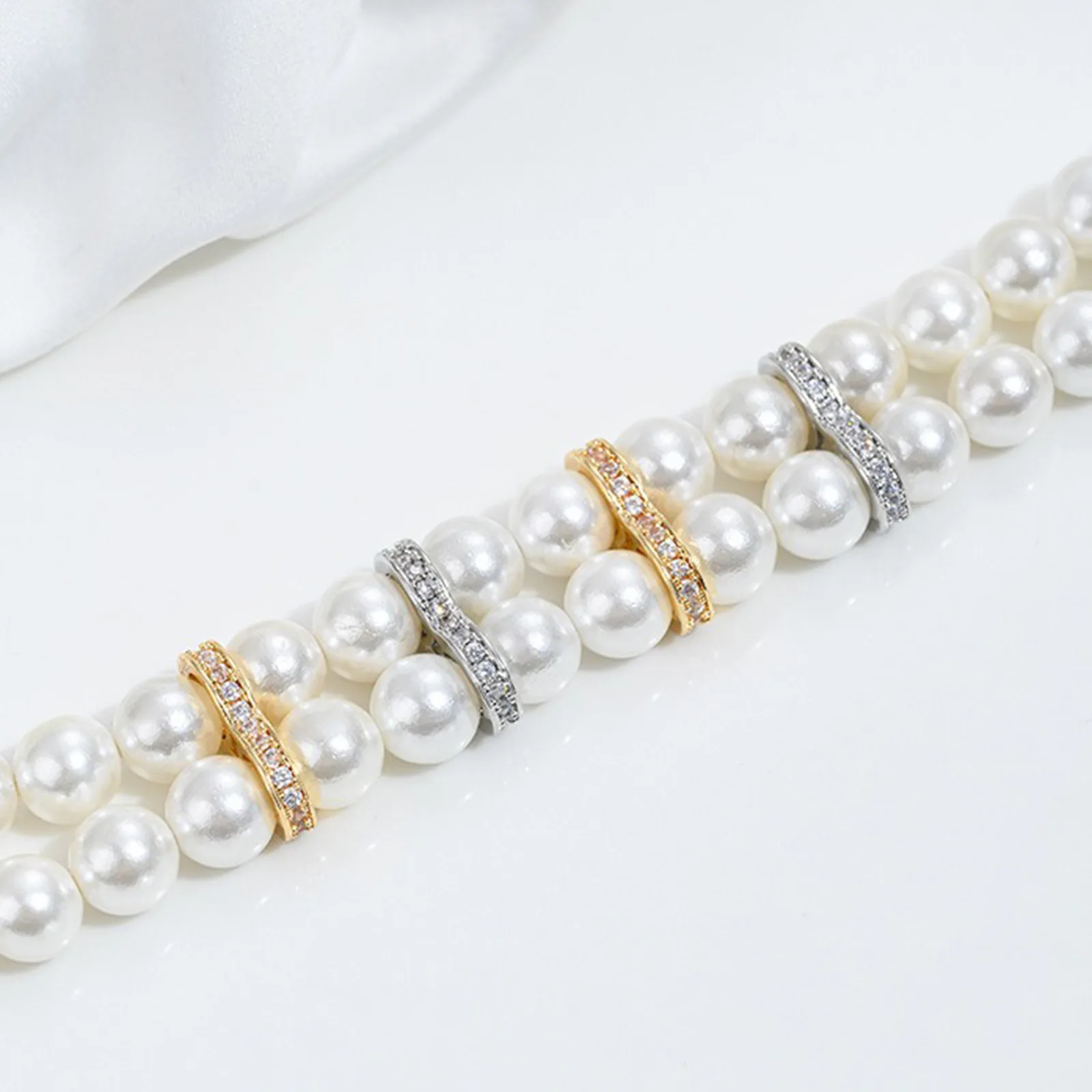 2 Stück Messing-Mikro-Pavé-Abstandshalterperlen für DIY-Armband-Schmuckherstellung, 2 Löcher, Unendlichkeitssymbol, klare Strass-Steine, 17 mm x 3 mm – Detail 3