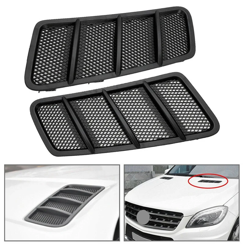 2X Side Hood Air Vent Grille Cover For Mercedes Benz W166 GL GL350 GL450 GL550 ML ML350 ML550 2012-2015 1668800105