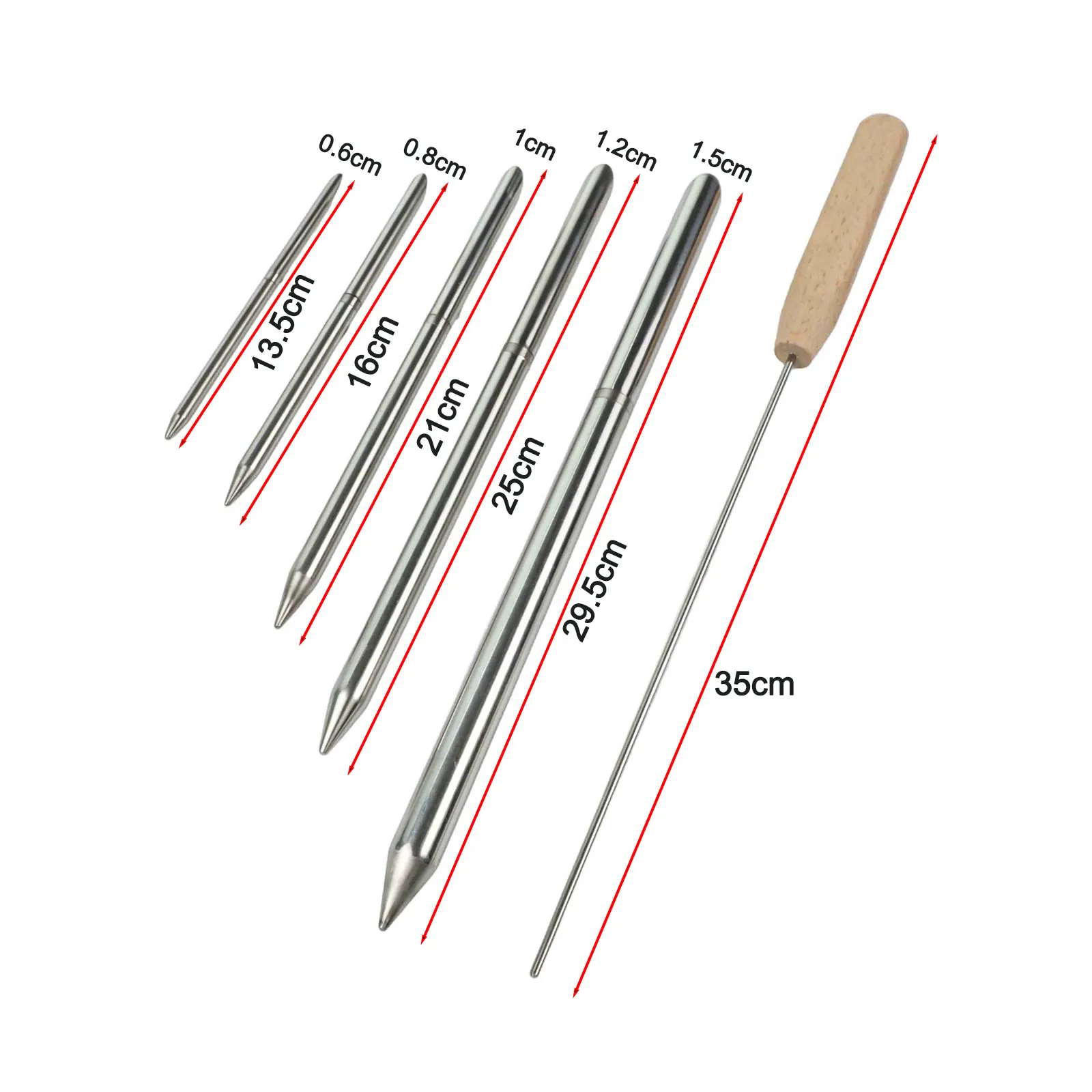 6pcs Rope Splicing Tool Kit Lacing Needle Braiding Tool 5 Size For Fid Weaving Wooden Frame Steel Needle Weaving Tool Accessorie
