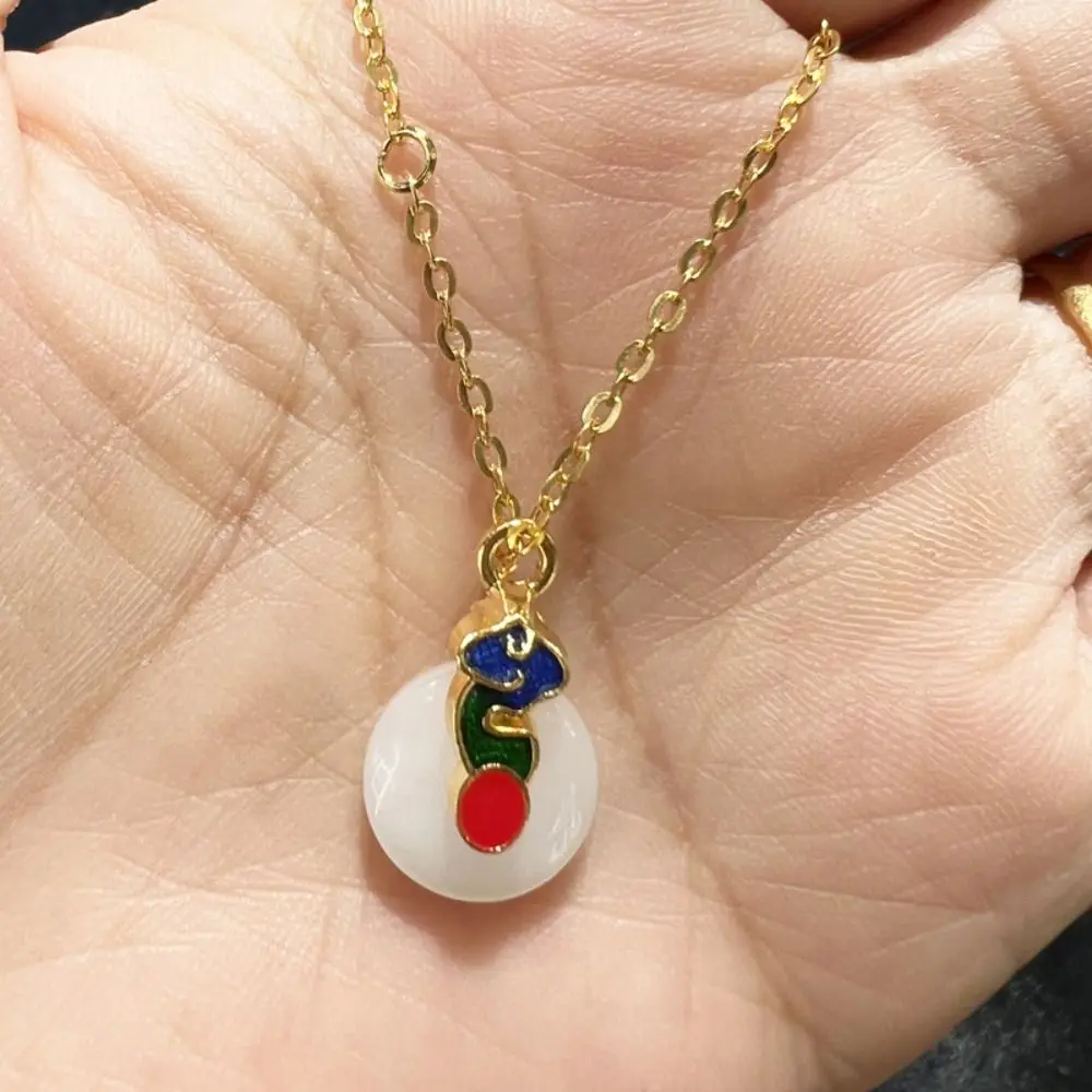 

1/6 Miniature Simulation Necklace Chinese Beauty Blessing Mini Jade Buckle Necklace DIY Dress Up Mini Jade Gourd Necklace