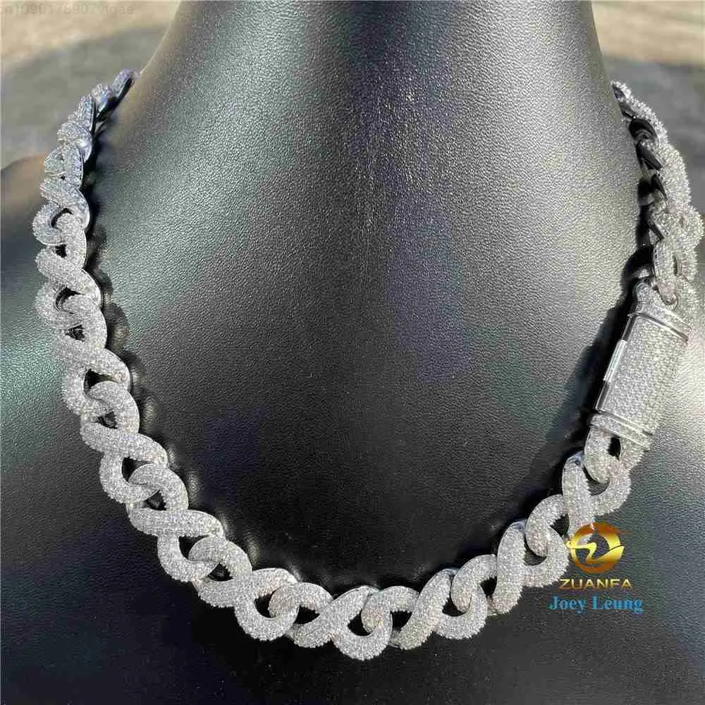 

18mm Width 925 Silver Mens Vvs Moissanite Diamond Fully Setting Miami Choker Cuban Link Chain