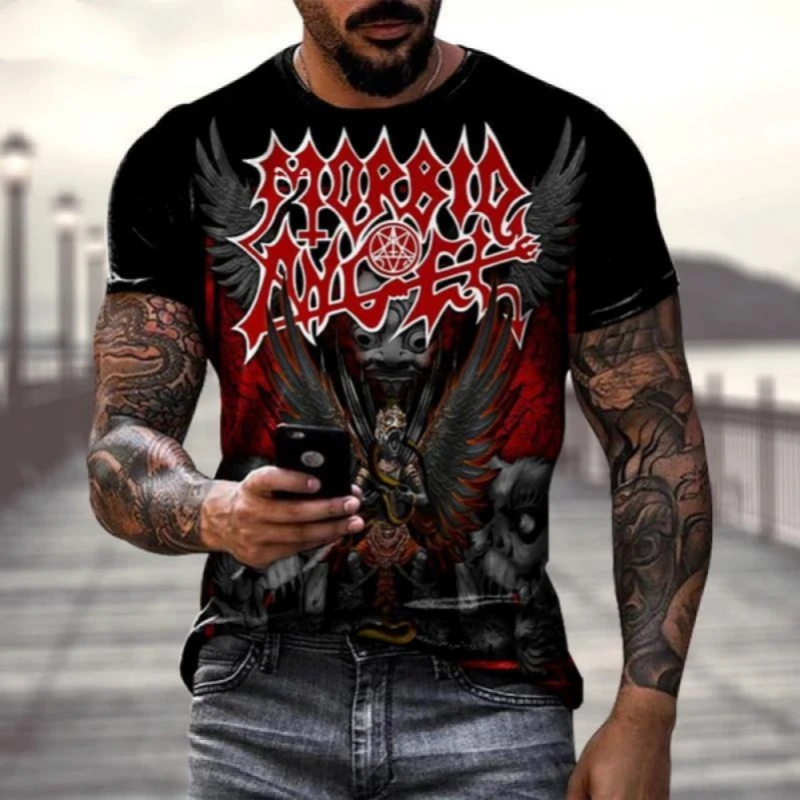 Summer New Fashion Casual t shirt for men 3D Printing Heavy Metal Rock Band Men\'s Round Neck Short Sleeve T-Shirt shirt tops