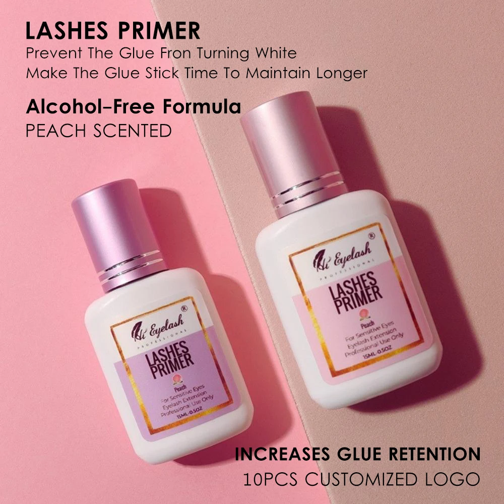 2 Bottle Lashes Primer Alcohol-Free For Eyelash Extension Glue Retention Long Lasting Anti-Allergy Primer Cleanser Private Label