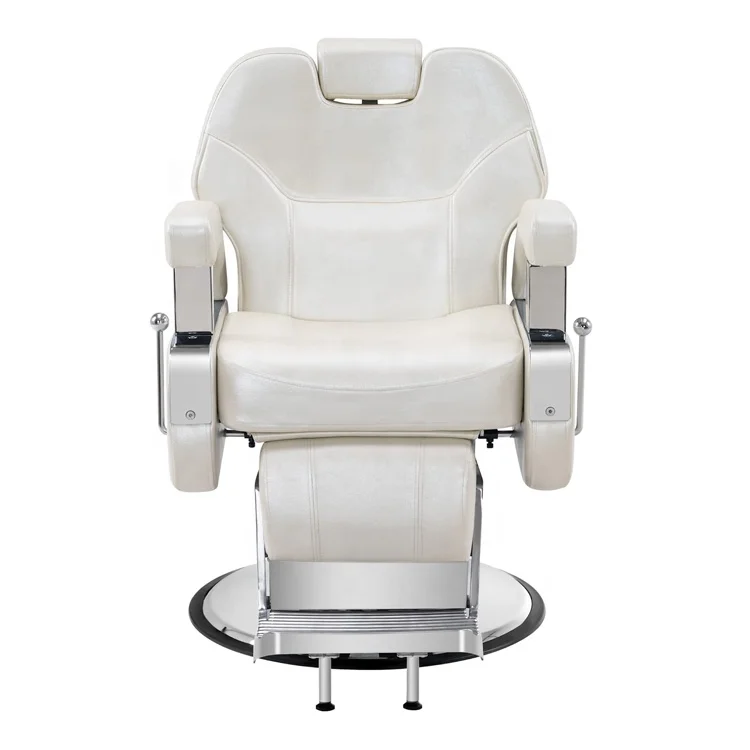 Barber Chair Cheap Wholesale Beauty Salon Hydraulic White PU Leather Duty OEM Hair Heavy Barber Shop  Furniture