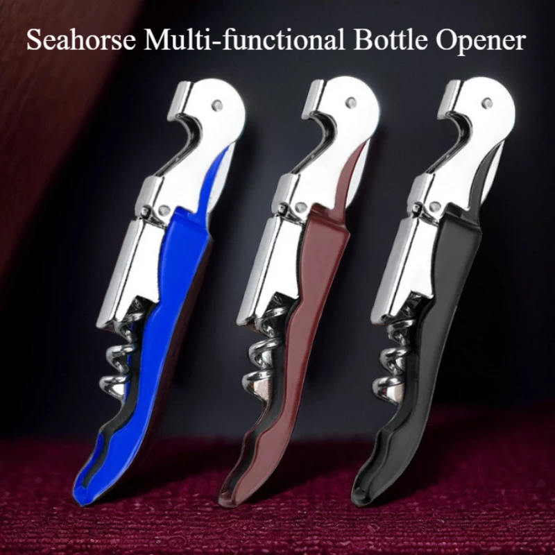 Red WineBottle OpenerMulti-functional Beer and Wine Bottle OpenerStainless Steel Sea Horse KnifePliers Portable and EasyTo Carry