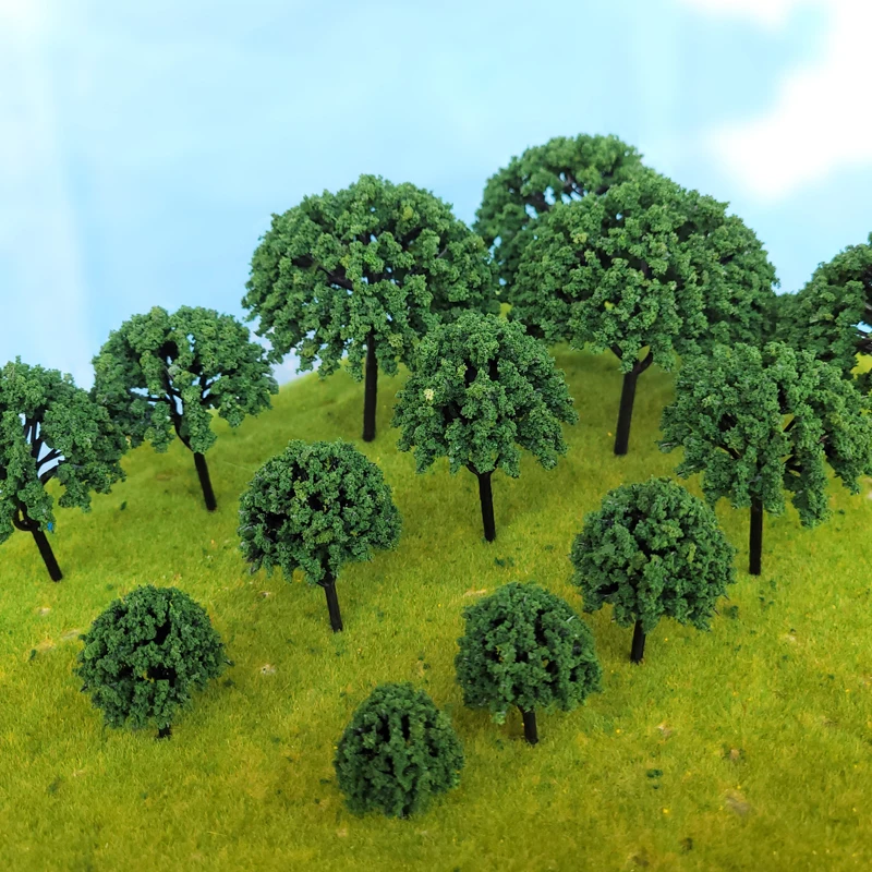 30Pcs 3-7Cm Model Boom Mini Lush Bal Boom Model Militaire Zand Tafel Landschapsarchitectuur Veld Boomstam diy Handgemaakte Materiaal Decor