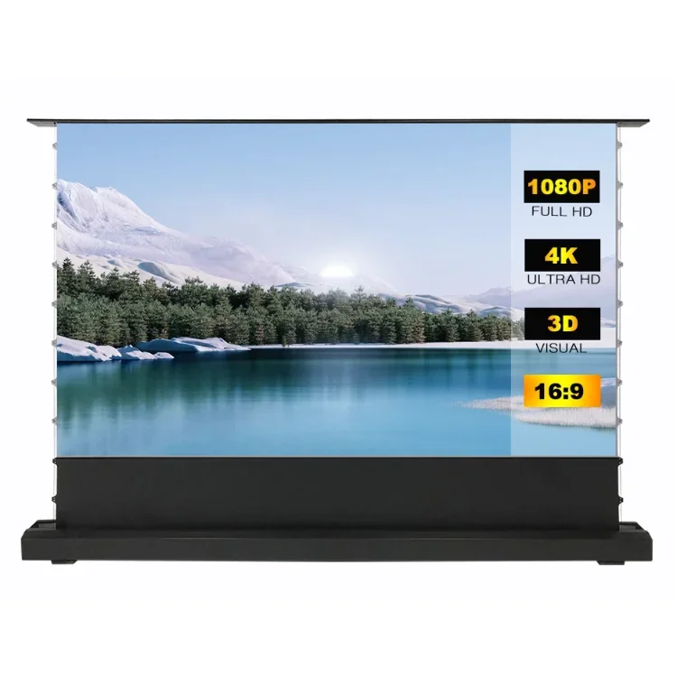 

72-150'' inch Floor Rising Projection Screen Alr Ust Lifting Motorized 4K UST Projector s