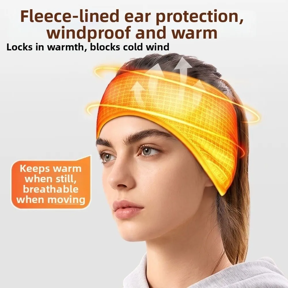 Polyester Ear Warmer Headband Thickened Windproof Thermal Headband Sweat Wicking Stretchable Sports Headband Cold Weather Wear