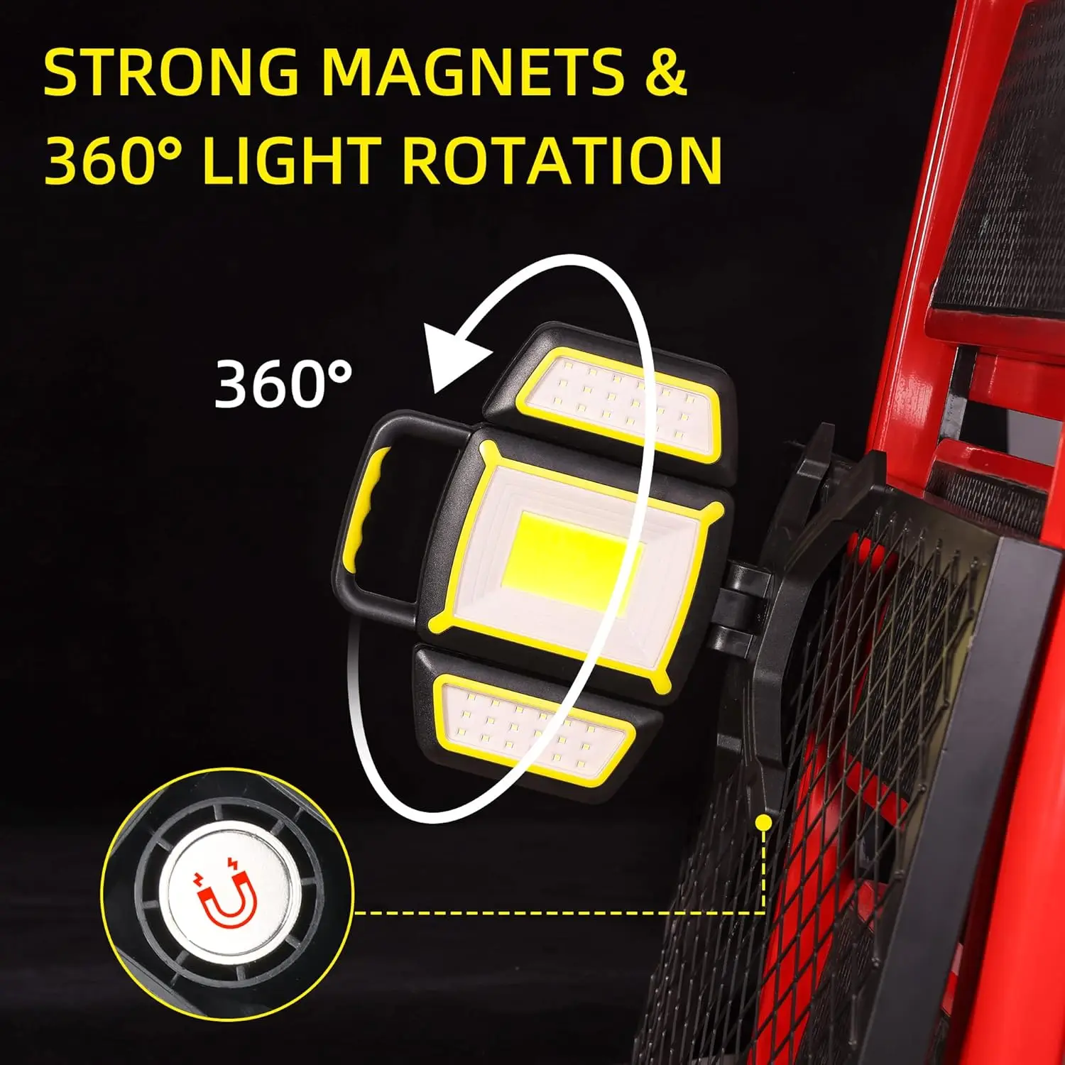 Magnetic Light, Portable LED Work Light with 5 Light Modes, Magnetic Base Rechargeable Battery Operated COB Flashlight
