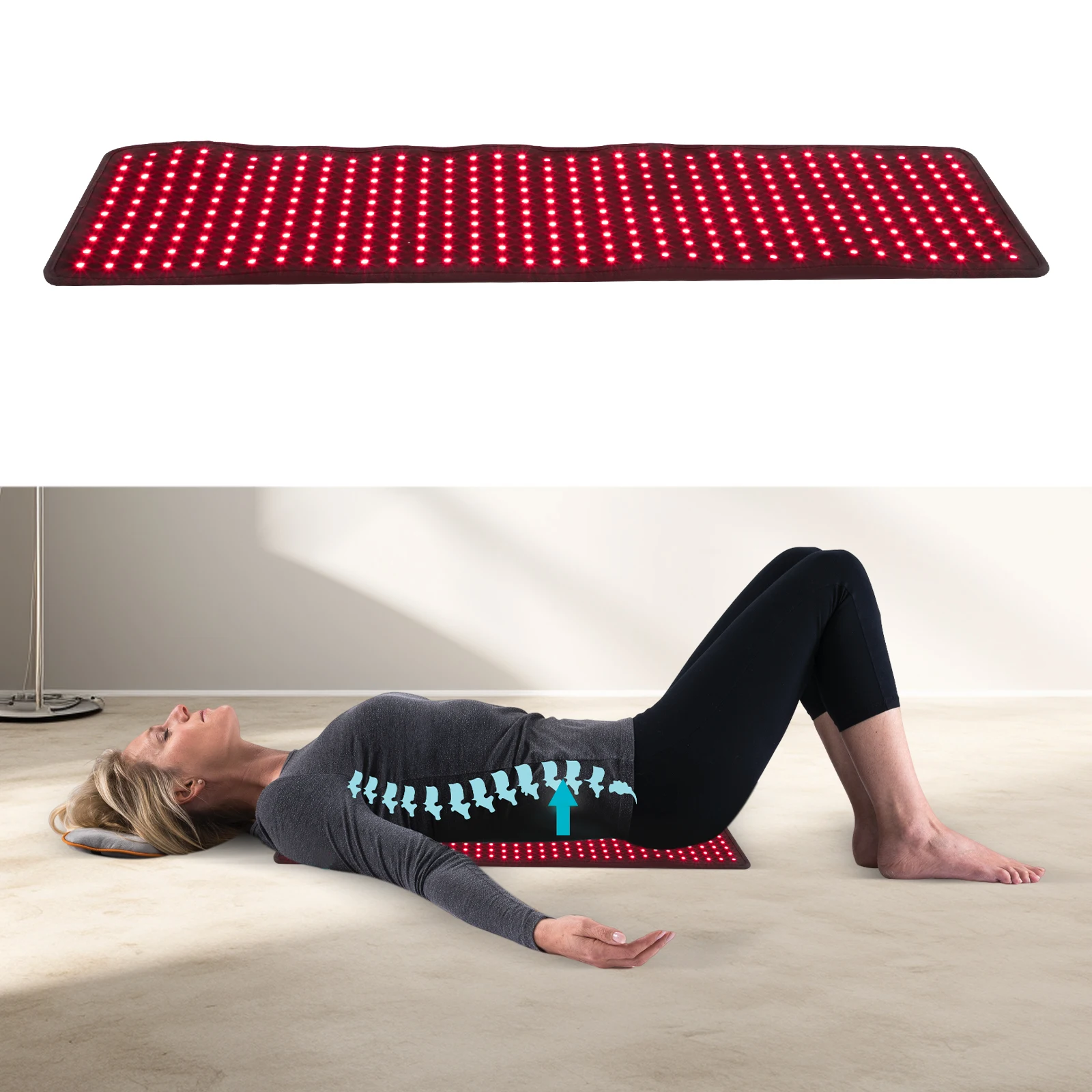 Tapis de thérapie par la lumière rouge, coussin chauffant pour thérapie par la lumière infrarouge, avec Support ergonomique du cou et chauffage infrarouge lointain, lumière infrarouge pour le corps
