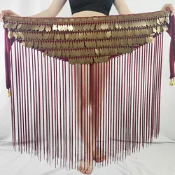 Belly Dance Hip Scarf for Women Sequin Long Tassel Waist Chain Oriental Dance Costume Performance Belt Girl's Tribal Hip Scarf