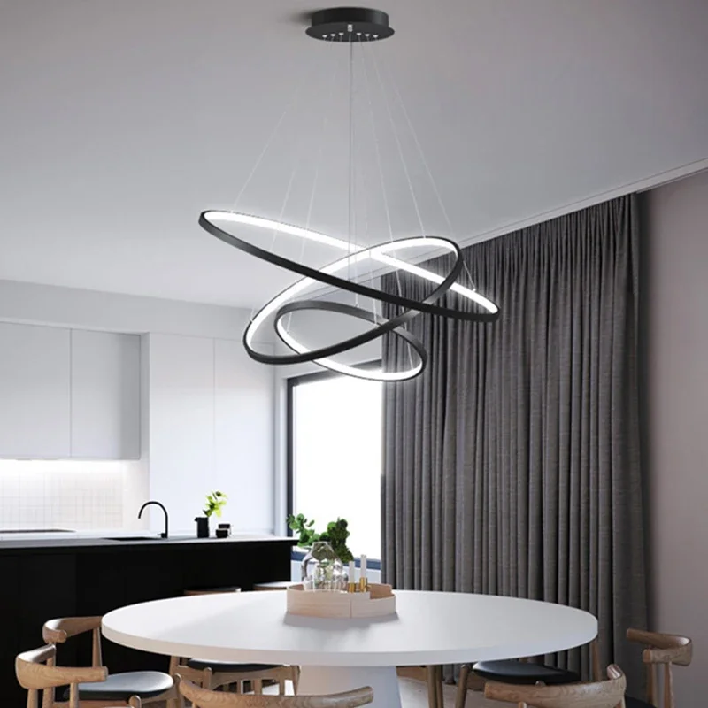 Suspen LED Pendant Light Chandeliers Hanging Lamp for Living Room Dining Room Kitchen Bedroom Nordic Circle Pendant Lamp Lustres