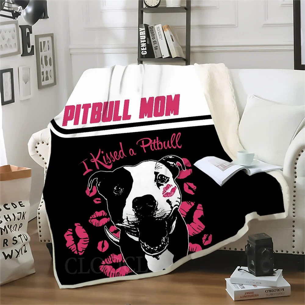 

HX Fashion Animals Blanket Funny Pitbull Mom 3D Printed Throw Blankets for Bed Nap Keep Warm Double Layer Quilts 200x150cm