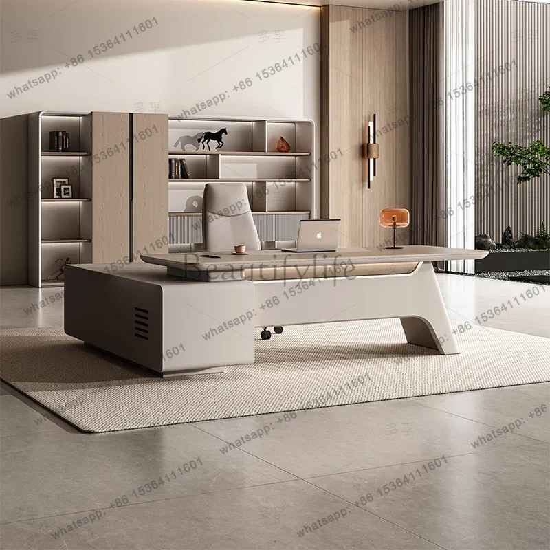 LJY Designer European Boss Table Light Luxury Modern Reading Unique Unusual Desks High Quality Executive Cabinets Muebles Furnit