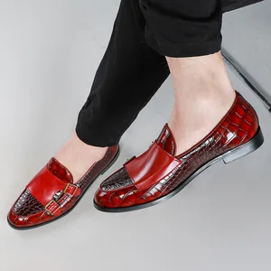 Masculino clássico crocodilo grão microfibra couro sapatos casuais homens fivela festa de casamento mocassins homem condução apartamentos 10 principais vendas mocassim masculino de fivela - №9