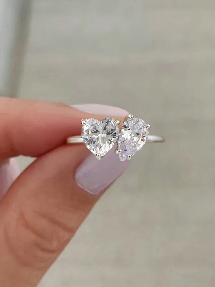 925 فضة البساطة الكلاسيكية الزركون قطرة الماء الدائري للنساء المشاركة الزفاف الفاخرة عالية الجودة غرامة مجوهرات #5