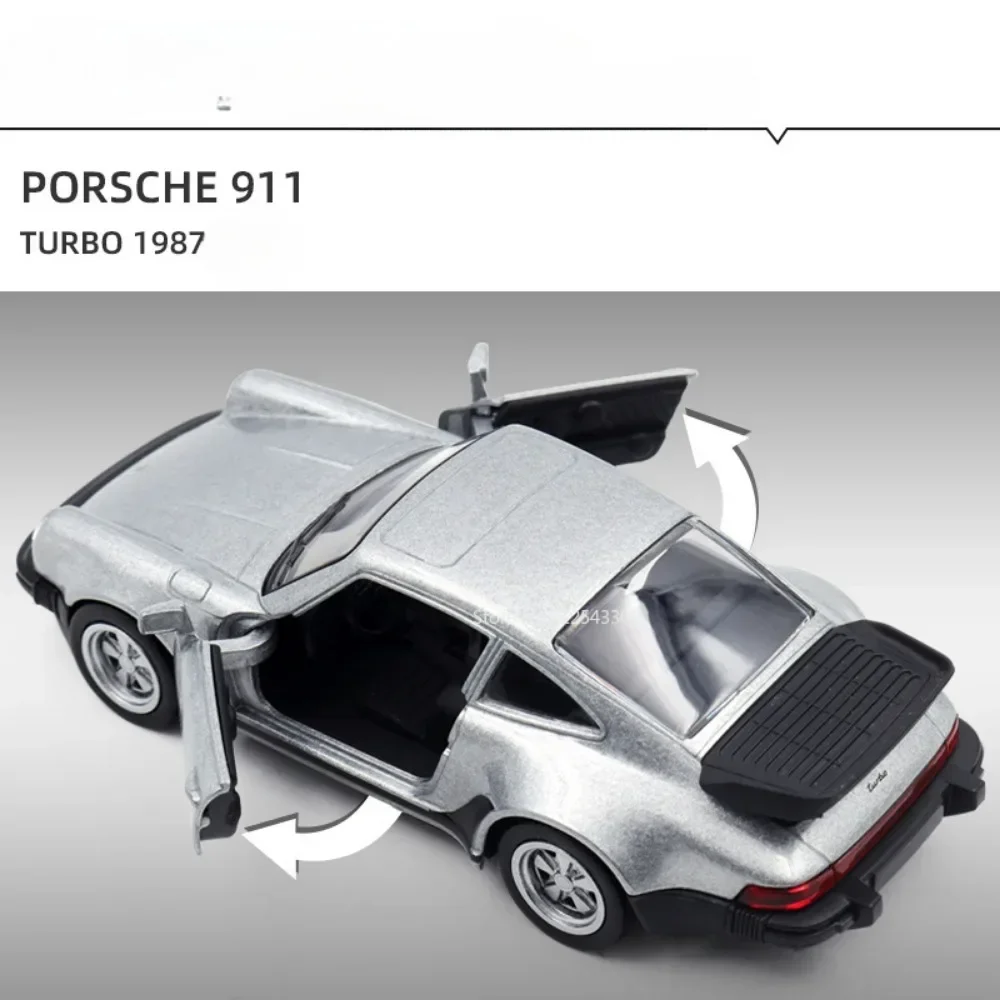 Escala 1/36 porsche 911 turbo modelo de carro de brinquedo liga diecast retro corrida com puxar para trás escala modelo carro brinquedo para menino presente coleção