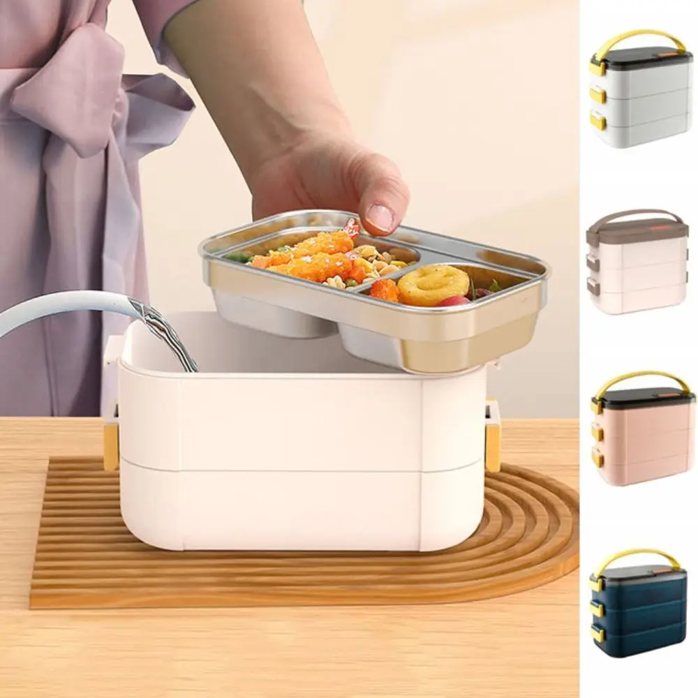 

3-слойный портативный изолированный ланч-бокс из нержавеющей стали, герметичный дизайн, контейнер для хранения еды, герметичный