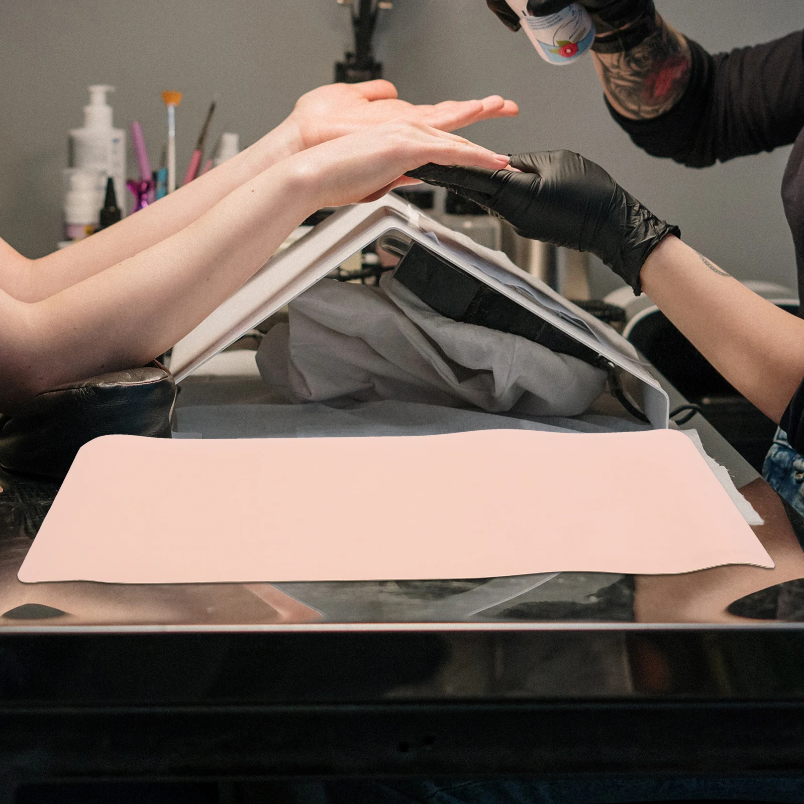 

Складной коврик для ногтей, маникюрный коврик с удобным, похожий на кожу материал, многоразовый коврик для дизайна ногтей для домашнего офиса, салона