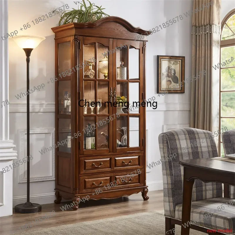 

American Antique Wine Cabinet Simple Dining Convenience Hand Wine Cabinet Decorative Glass Bar FurnitureF132