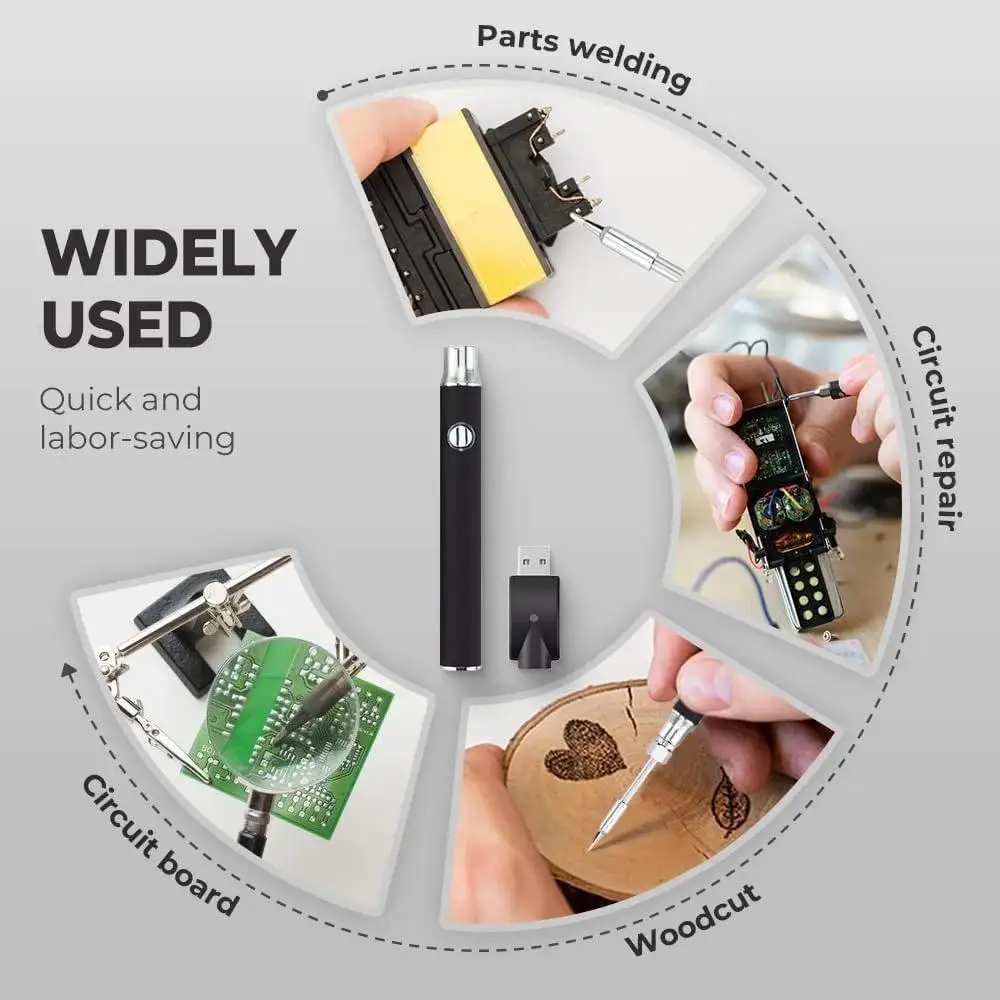 350 mAh 14 mm Durchmesser, dreerspannungsverstellbarer Lötkolben, elektrischer Schweißstift, tragbares wiederaufladbares Elektriker-Zubehör