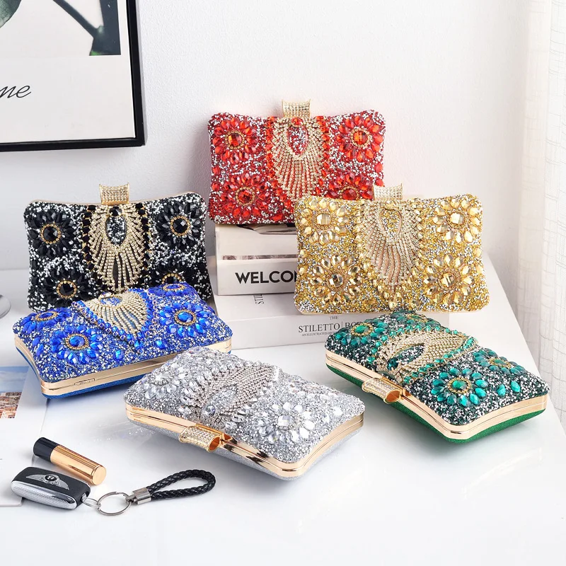 Color Diamond-encrusted Dinner Bag Women's Banquet Cheongsam Fashion Dress Crossbody Rhinestone Handbag Handbags Luxury Designer