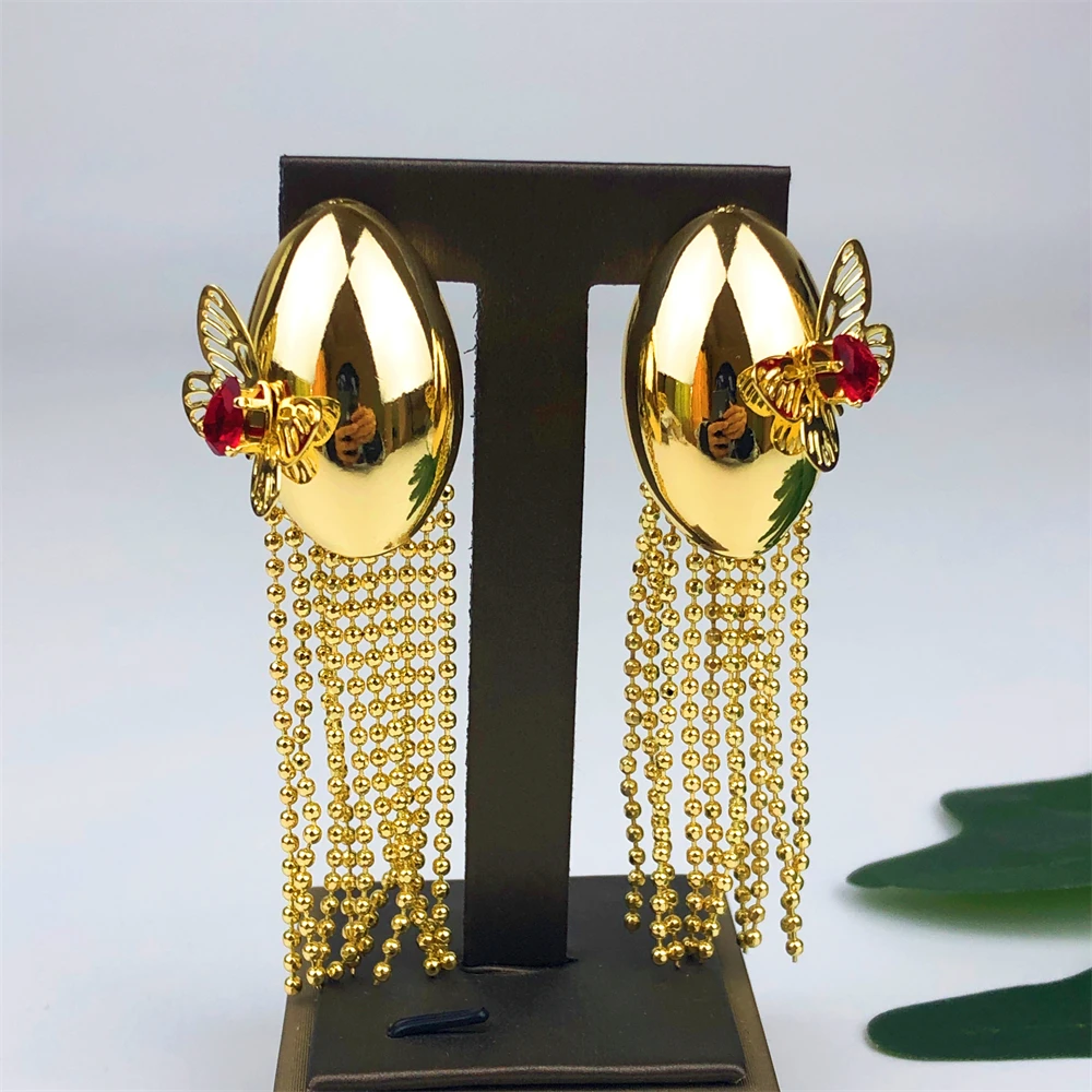 

Women Hoop Earrings Necklace Set Fashion Bride Wedding Trendy African Italian Gold Color Copper Jewelry Set