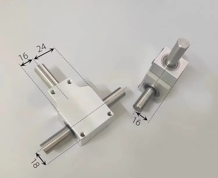 90 Degree Commutator Right Angle Transmission Reversing Helical Bevel Gearbox Reduction Ratio 1:1 Double Output Shaft 12MM