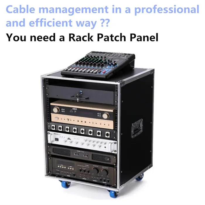 Panel de conexión en rack 8 12 16 canales de vía 1U soporte de caja de vuelo para conector XLR macho hembra Cable de Audio Speakon paneles de estante perforados