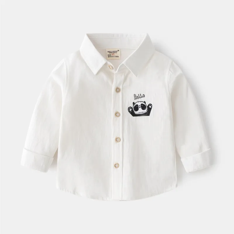 Thin lapel soft cotton shirt Boys wear cartoon shirts during spring and autumn