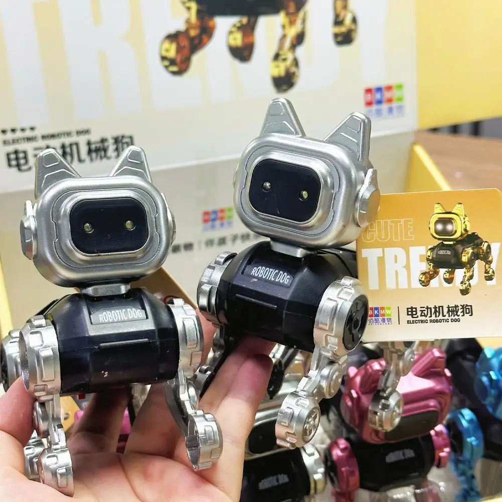 Electric Robotic Dog Toy Mini Interactive Walking Robot Puppy for Kids Birthday Gifts Cute Electronic Pets Gold Blue Pink