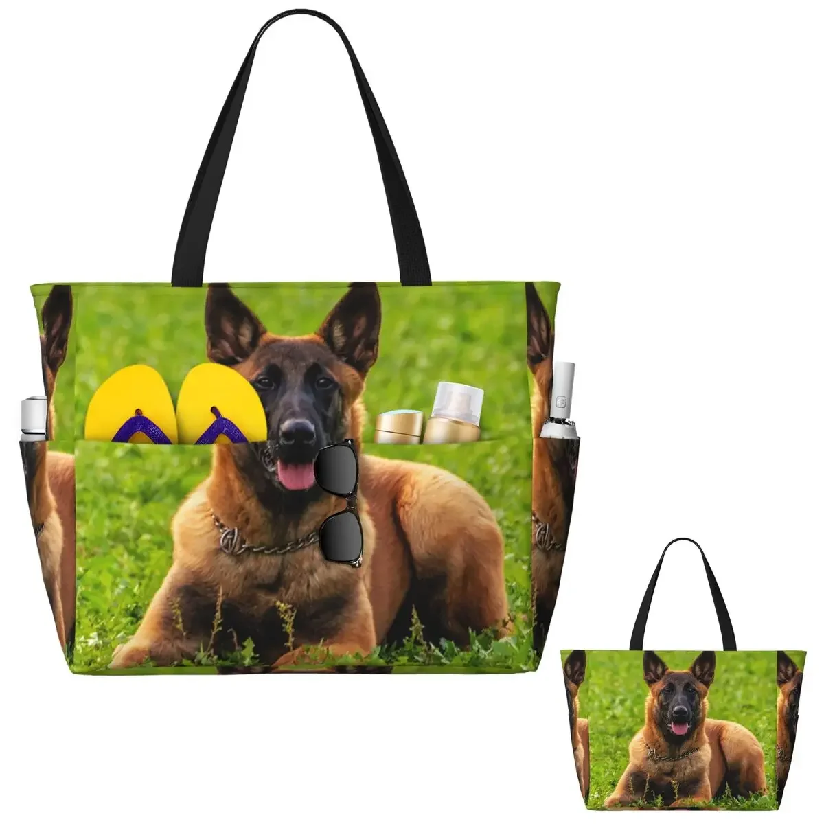 Belgian Shepherd Dog Malinois Beach Tote Bag Sport Gym Yoga Duffle Large Tote Bag Women Travel Bag Fitness bag