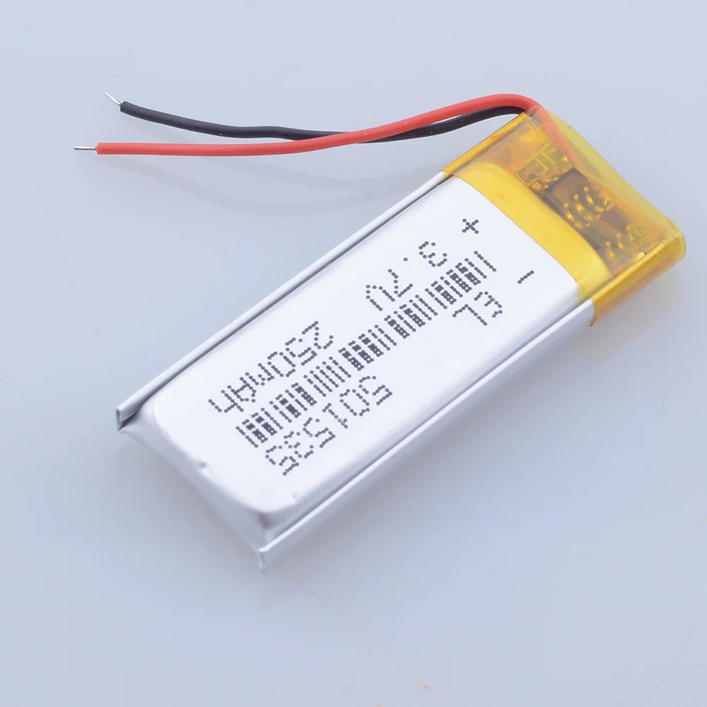 10ชิ้น/ล็อต 501535   3.7V 250mAh แบตเตอรี่ลิเธียมลิเธียมโพลิเมอร์แบบชาร์จไฟได้