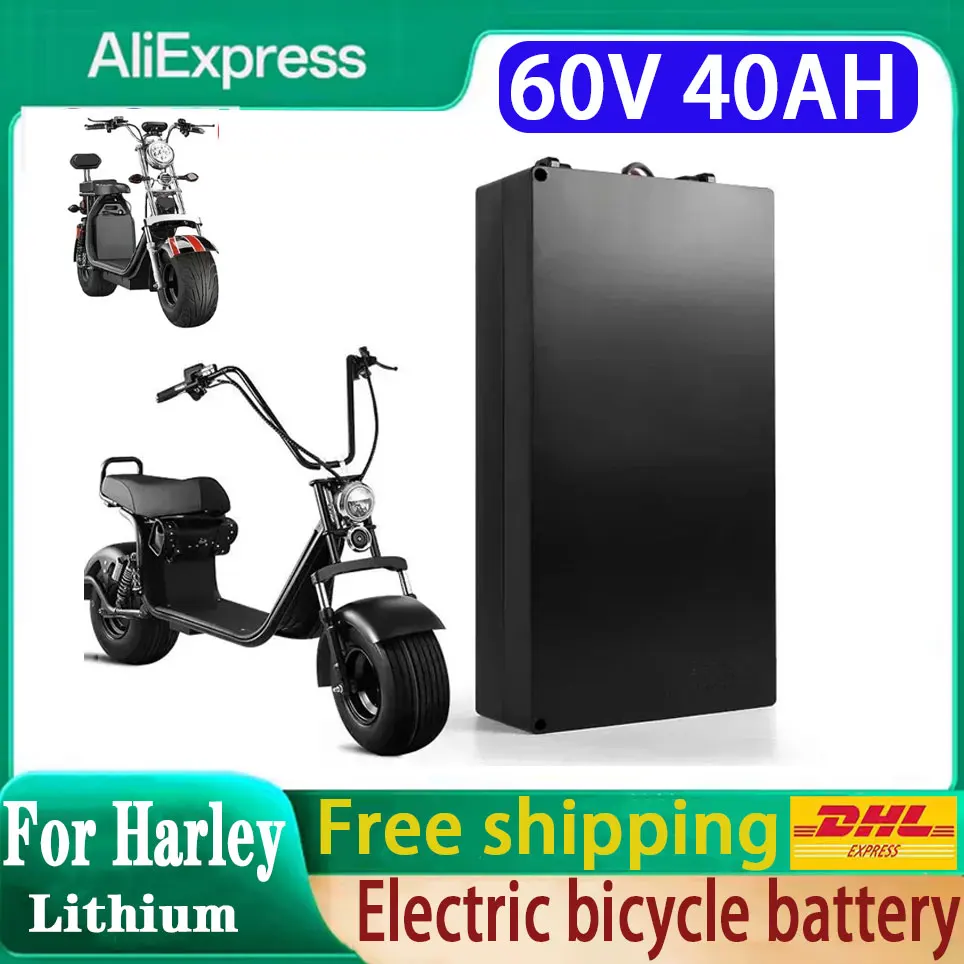 Batteria per Moto Elettrica Harley a Due Ruote 60V 20Ah 30Ah 40AH, Batterie al Litio 18650 Impermeabili per Scooter Pieghevole