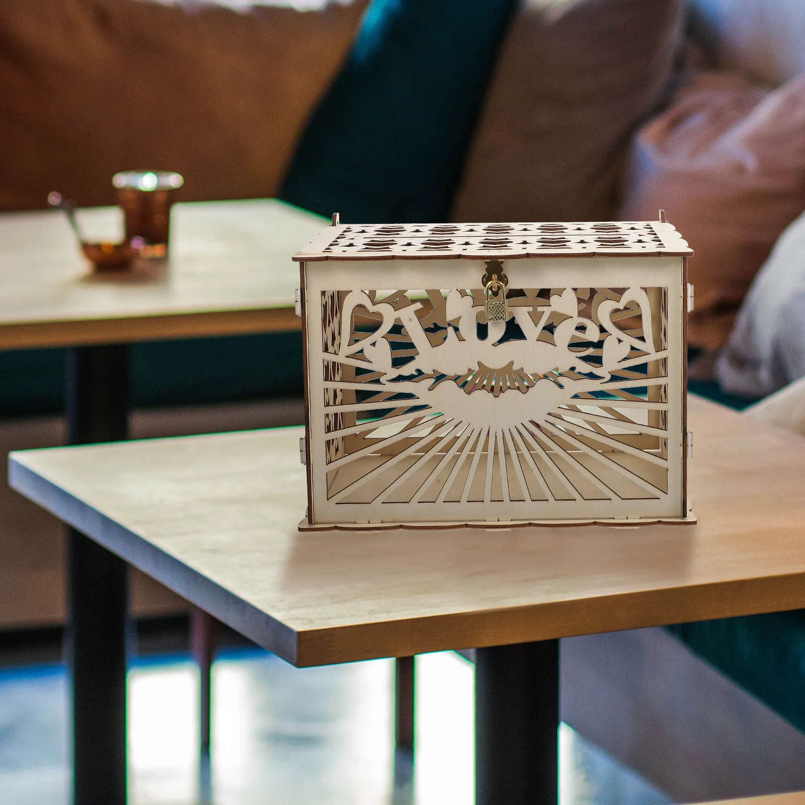 

Wedding Card Keepsake Box Hollow Wooden Keepsake Box For Reception Anniversary Birthday Shower Decoration Storage