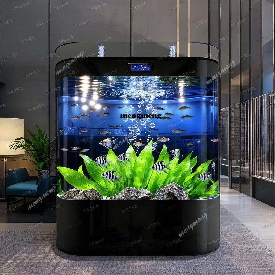Living room home office hotel medium and large double round wall water-free large back filter goldfish tank