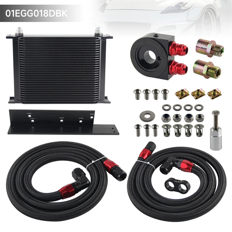 Black / Silver 30 Row Bolt On Oil Cooler Kit Fits For Nissan Fairlady 03-08 350Z VQ35 / 2009-2017 370Z VQ37 view 3