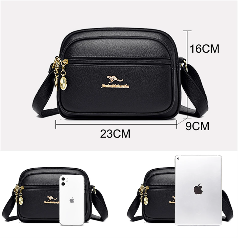 Fashion Shoulder Messenger Bag for Women High Quality Multi-pocket Soft Leather Purses and Handbags Luxury Ladies Crossbody Bags