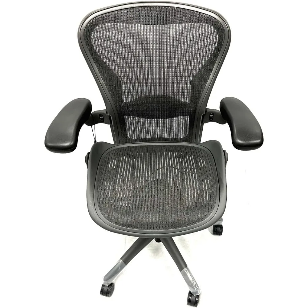 

Herman Miller Size B Office Chair with Adjustable Armrests, Rear Tilt Limiter, and Lumbar Support Cushion - Renewed