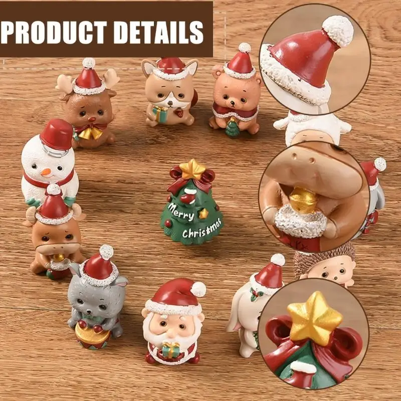 Handcrafted Christmas Animal Decorations Resin Crafted For Tabletop Bookcase JOMD