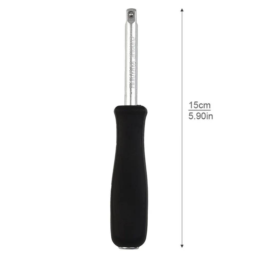 Screwdriver Connecting Rod Small Spinner 150mm 6.3mm Black Connection Handle Dual-purpose Multi-function Square Rubber Handle