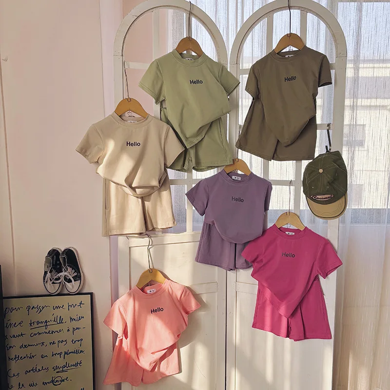 2-10T Toddler Kid Baby Boy Girl 2pcs Clothes Set Summer Short Sleeve T Shirt Top Shorts Set Casual Loose Two Piece Set